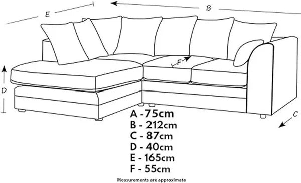 Dylan Crush Velvet 4 Seater Single Arm Left Right Hand Corner Sofa