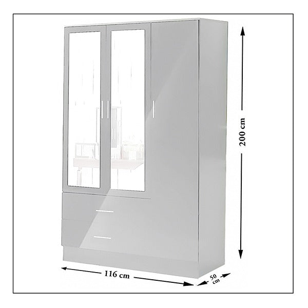Bobby 3 Door High Gloss Wardrobe