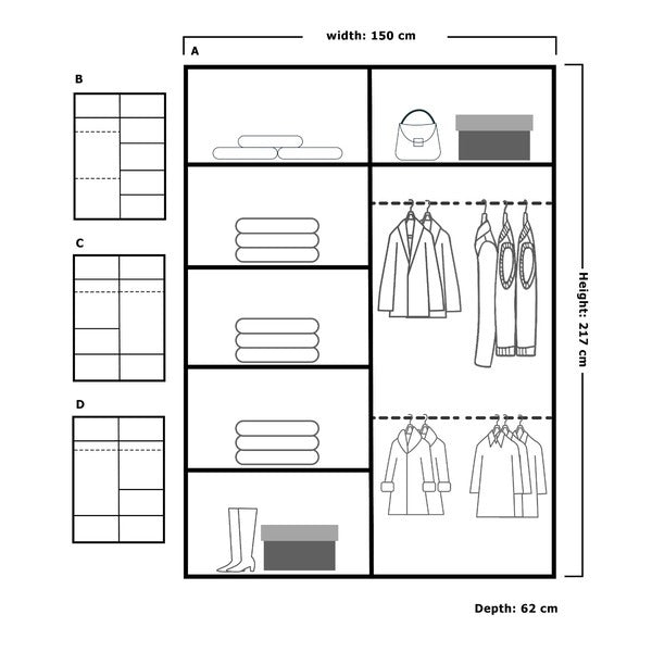 JAMAJKA SLIDING WARDROBE BLACK 150cm/203cm