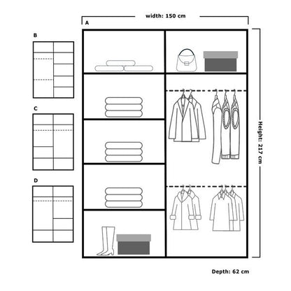 JAMAJKA SLIDING WARDROBE BLACK 150cm/203cm