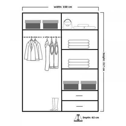 VIKAS BLACK HIGH GLOSS WARDROBE 120cm/150cm/200cm/250cm