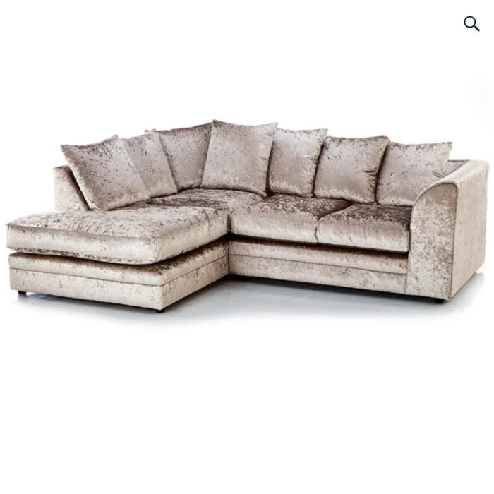 Dylan Crush Velvet 4 Seater Single Arm Left Right Hand Corner Sofa