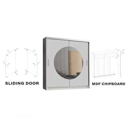 Round Mirror Sliding Door Wardrobe