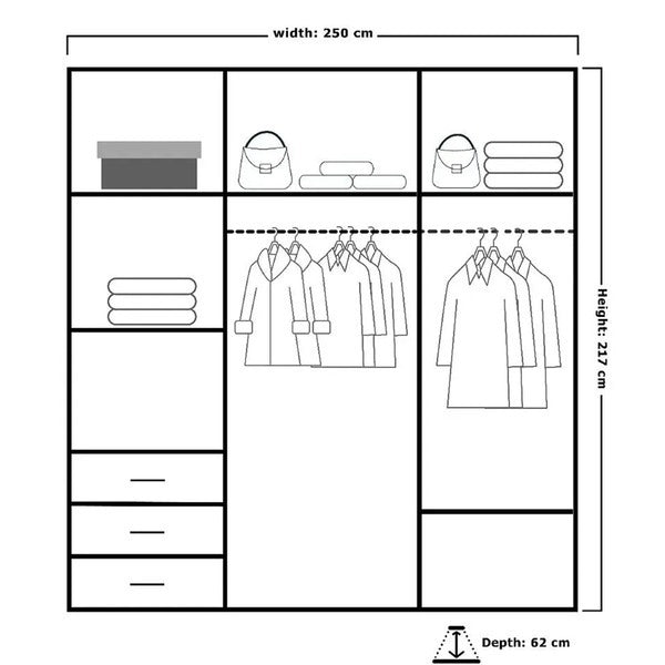 COLLIN VOTAN BLACK SLIDING WARDROBE 200/250cm