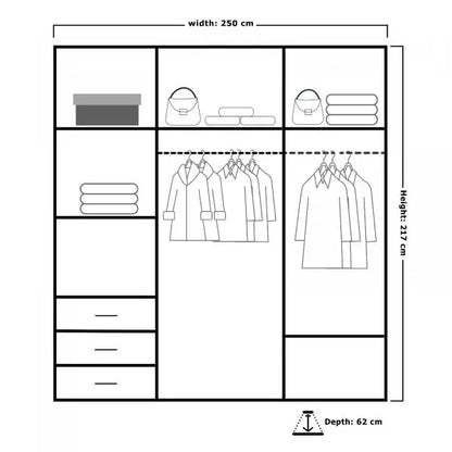 VIKAS BLACK HIGH GLOSS WARDROBE 120cm/150cm/200cm/250cm