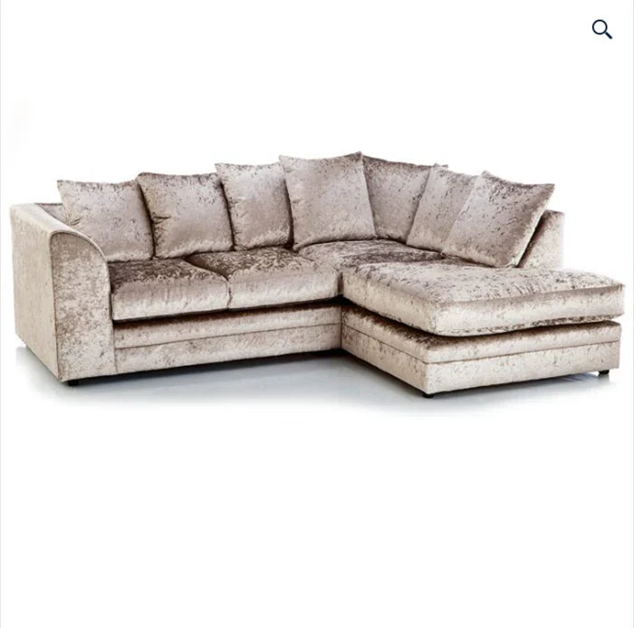 Dylan Crush Velvet 4 Seater Single Arm Left Right Hand Corner Sofa