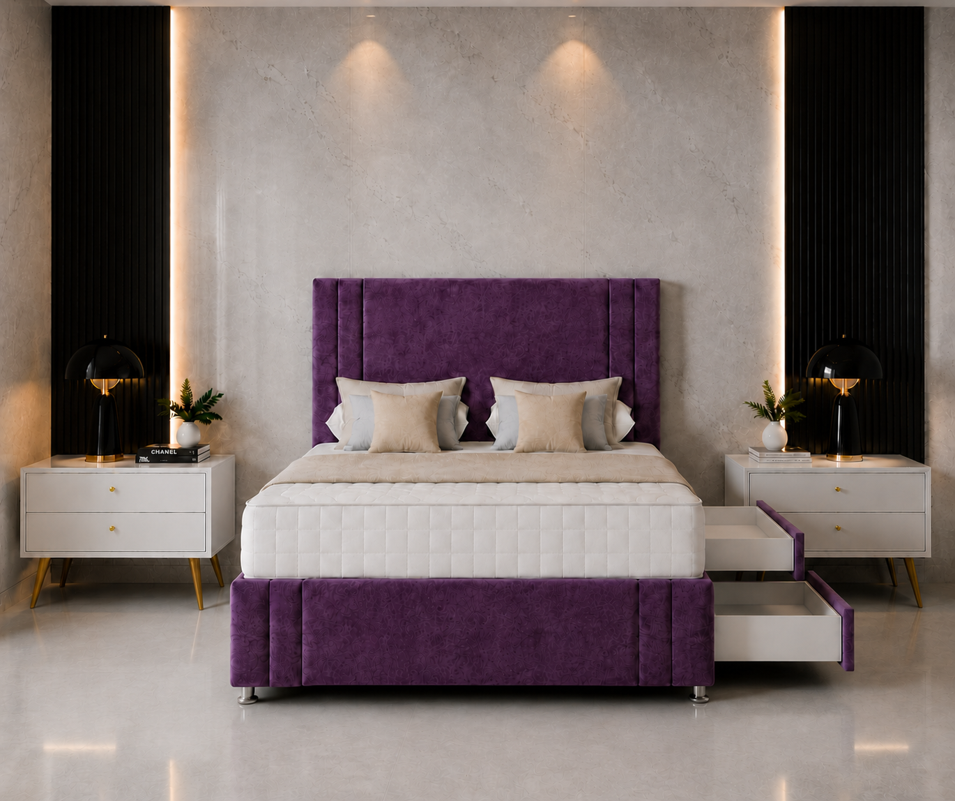 Akira Divan Bed with Headboard & Footboard