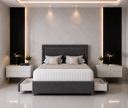 Alaska Beading Divan Bed with Drawer