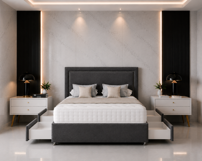Alaska Beading Divan Bed with Drawer