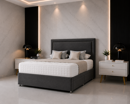 Alaska Beading Divan Bed with Drawer