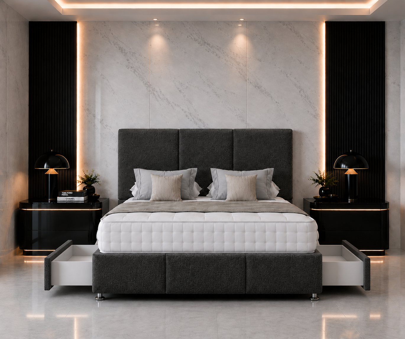 Ash Divan Bed with Headboard & Footboard