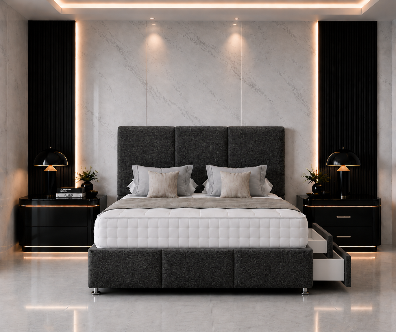 Ash Divan Bed with Headboard & Footboard