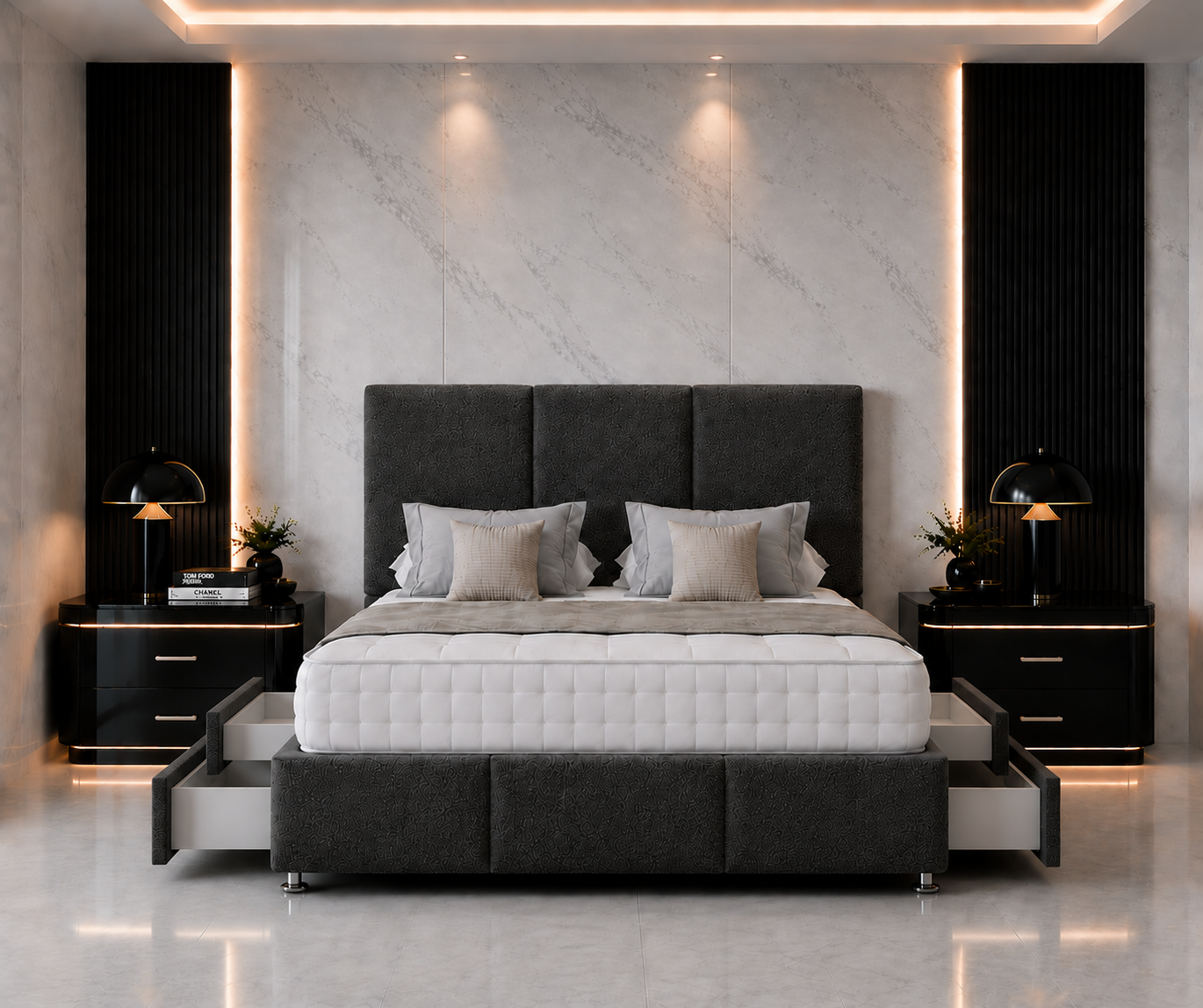 Ash Divan Bed with Headboard & Footboard