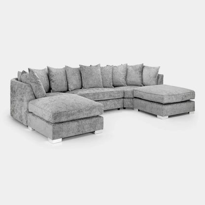 Bishop U-Shape Kensigton Scatter Back Moveable Footstools Rolled Arms Sofa