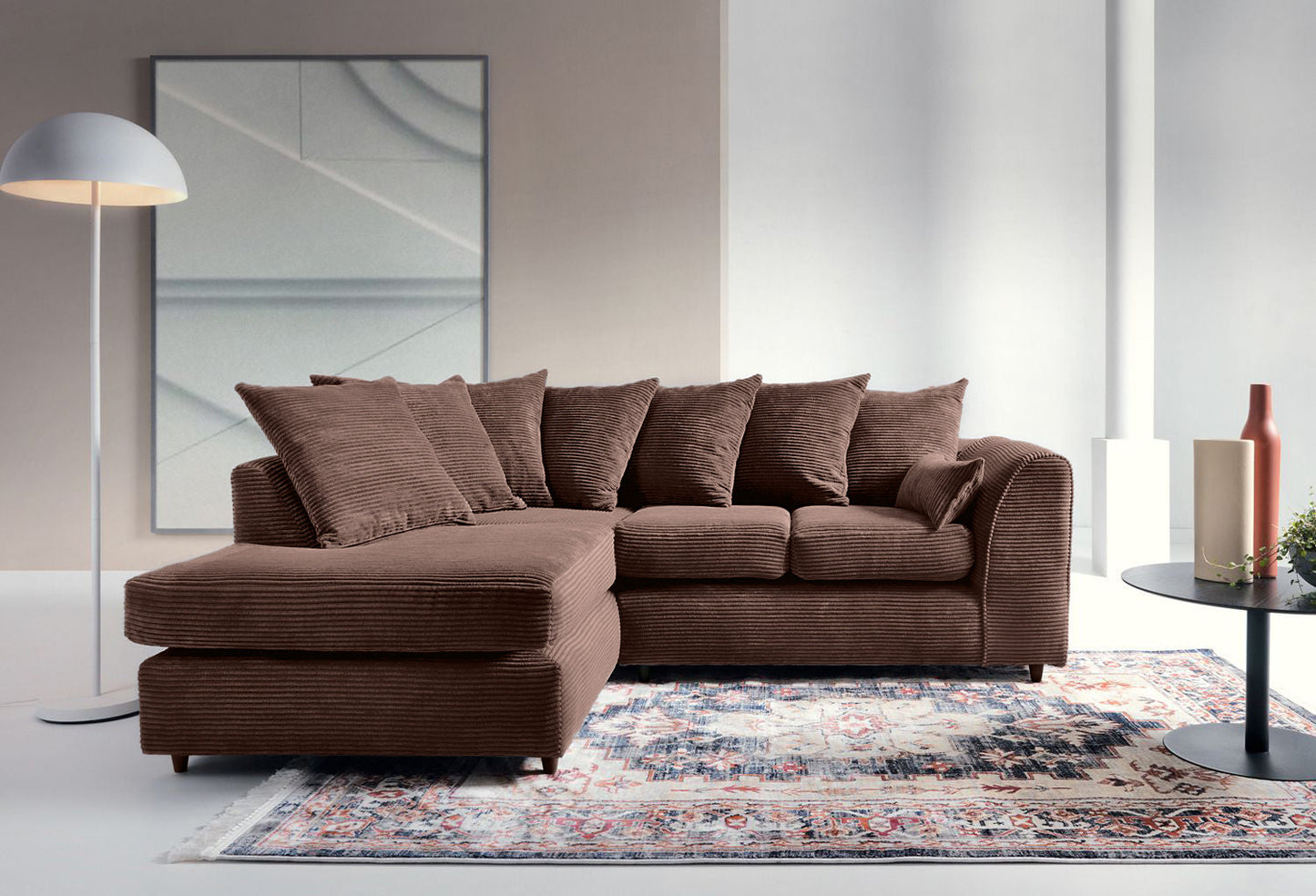 Byron Jumbo Single Arm 4 Seater With Footstool Left Right Hand Luxury Sofa