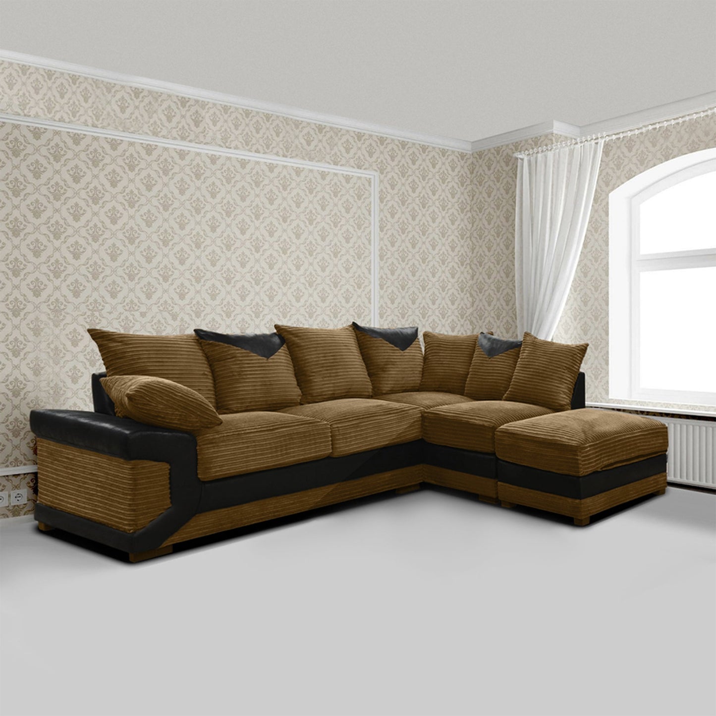 DINO Jumbo Cord 5 Seater Single Arm Left Right Hand Corner Sofa