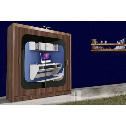 Chelsea Walnut 2 Door Mirrored Sliding Wardrobe