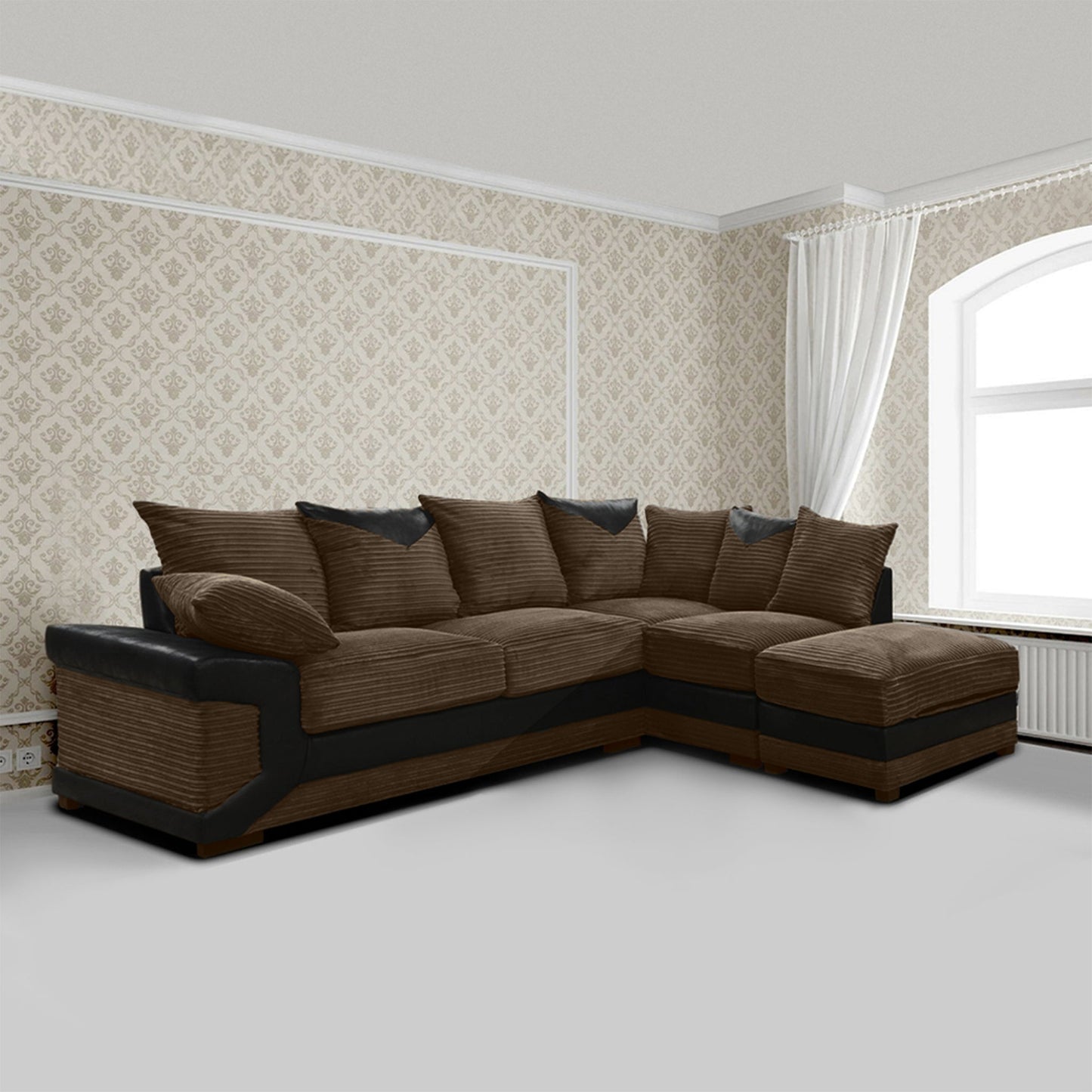 DINO Jumbo Cord 5 Seater Single Arm Left Right Hand Corner Sofa