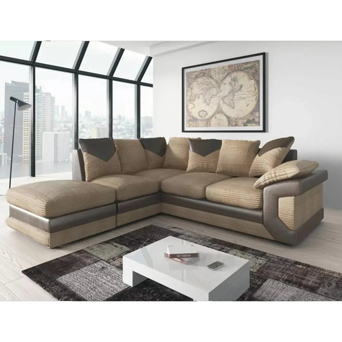 DINO Jumbo Cord 5 Seater Single Arm Left Right Hand Corner Sofa
