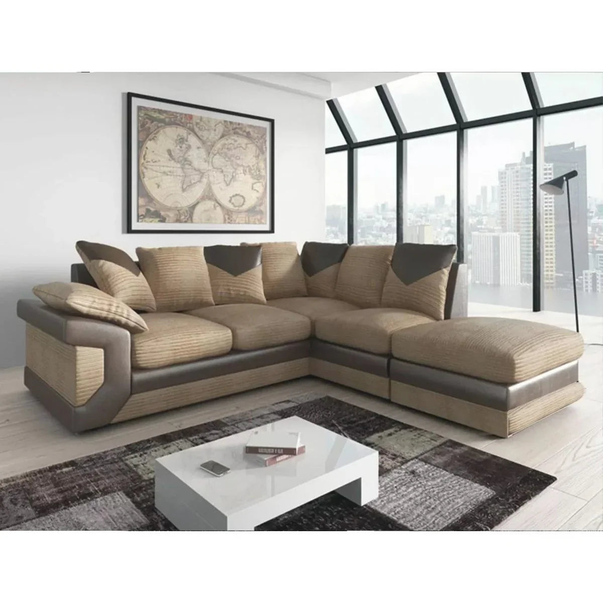 DINO Jumbo Cord 5 Seater Single Arm Left Right Hand Corner Sofa
