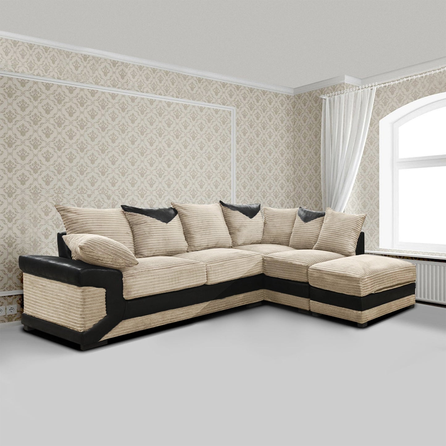 DINO Jumbo Cord 5 Seater Single Arm Left Right Hand Corner Sofa