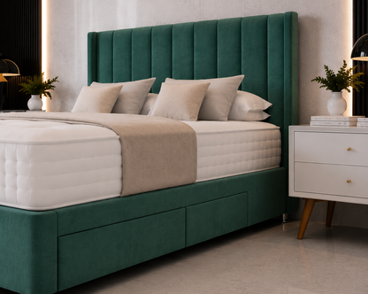 Oscar Wing Divan Bed with Drawer & Floorstanding Headboard