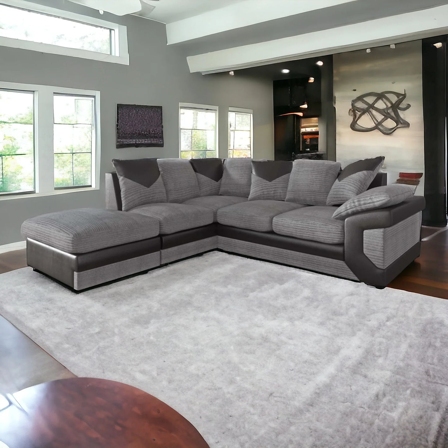 DINO Jumbo Cord 5 Seater Single Arm Left Right Hand Corner Sofa