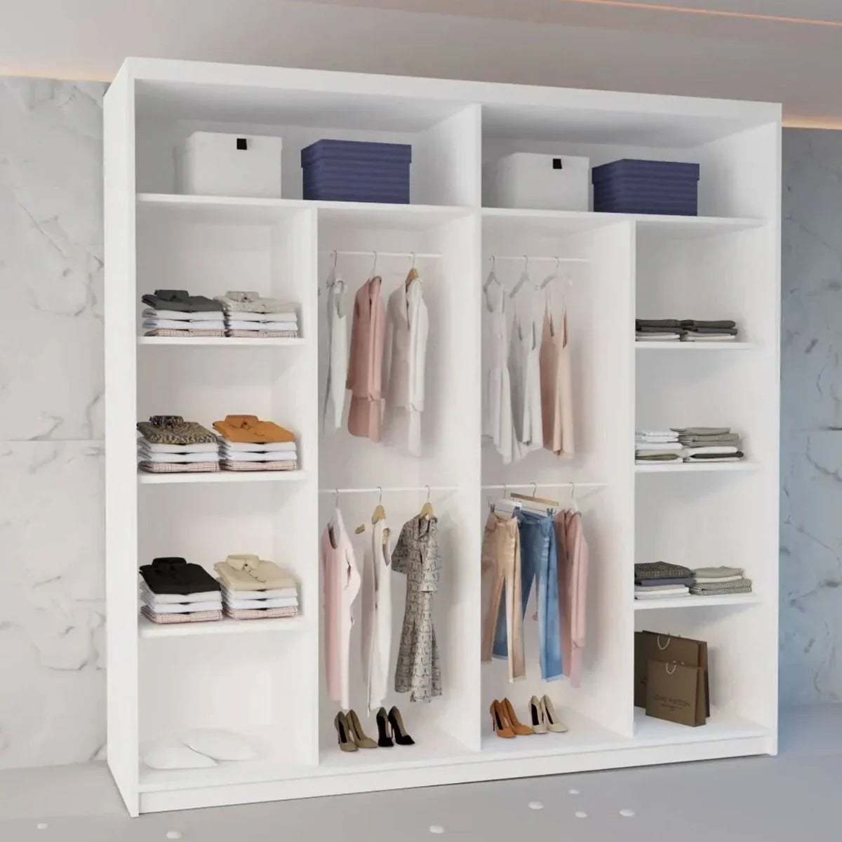 Round Mirror Sliding Door Wardrobe