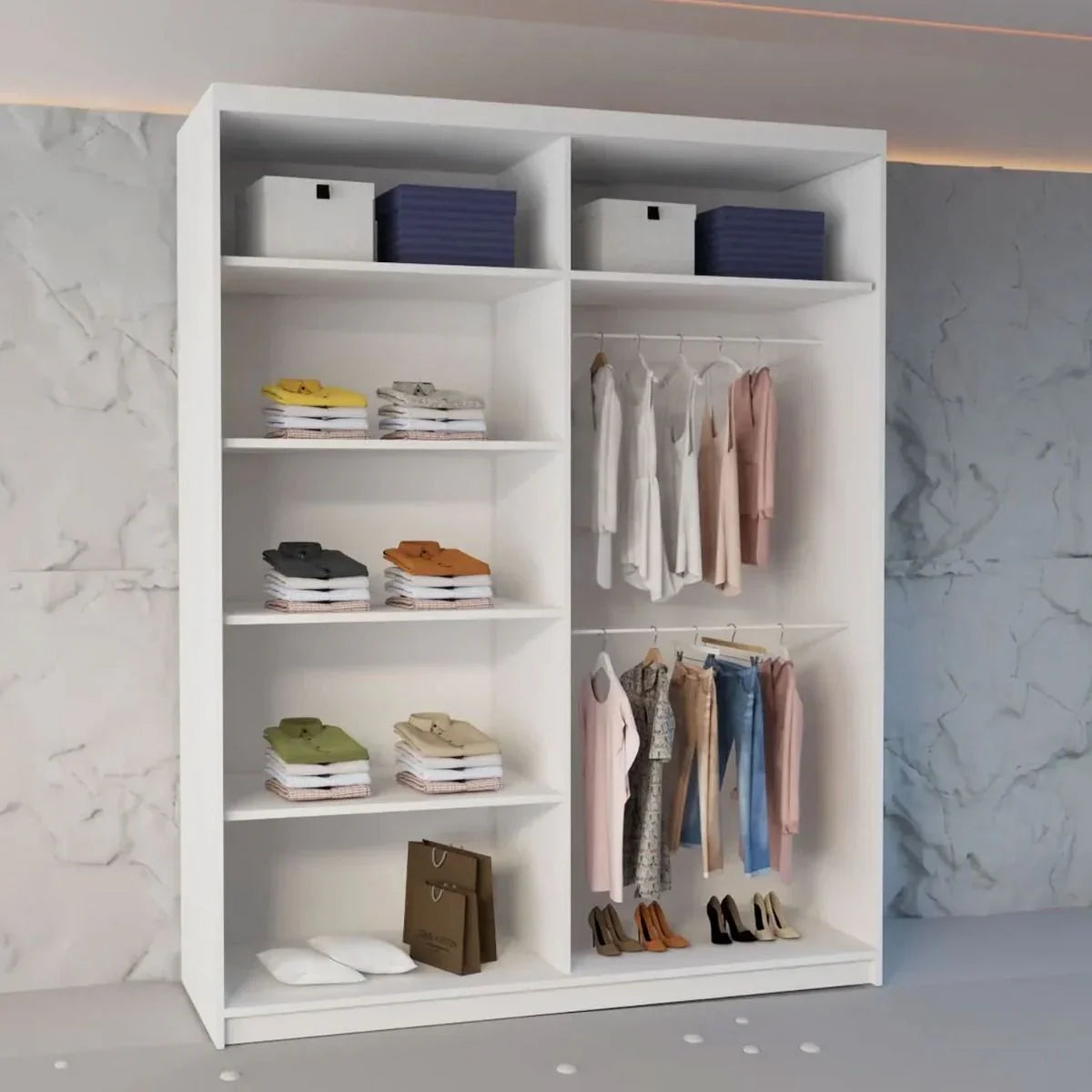 Round Mirror Sliding Door Wardrobe