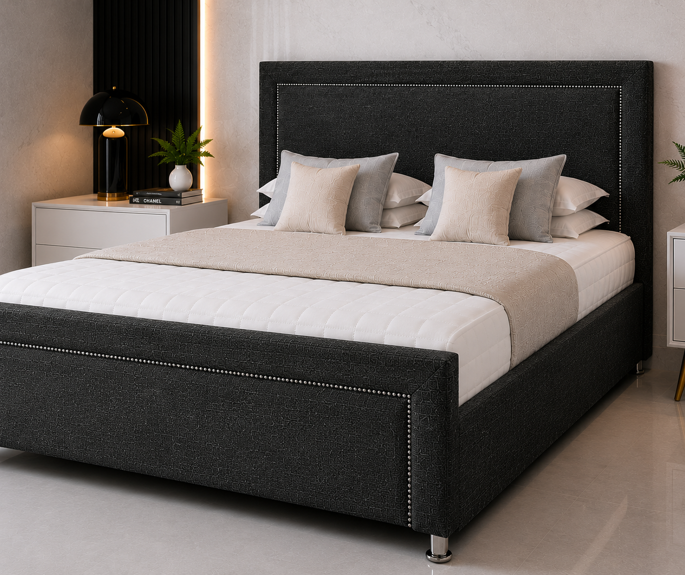 Shanghai Beading Divan Bed with Headboard & Footboard