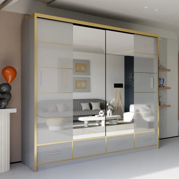 SYDNEY HIGH GLOSS WARDROBE 203cm/253cm