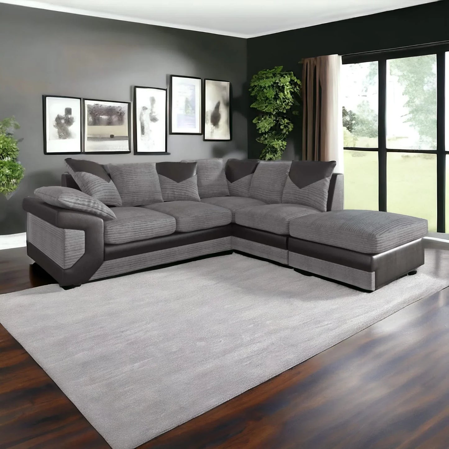 DINO Jumbo Cord 5 Seater Single Arm Left Right Hand Corner Sofa