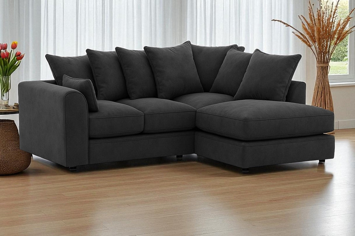 Dylan Plush Velvet 4 Seater Single Arm Left Right Hand Corner Sofa