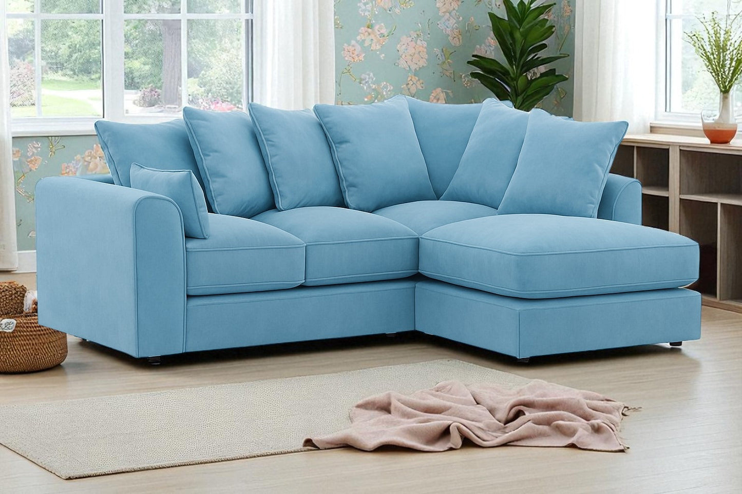 Dylan Plush Velvet 4 Seater Single Arm Left Right Hand Corner Sofa