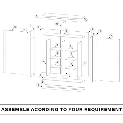 Round Mirror Sliding Door Wardrobe
