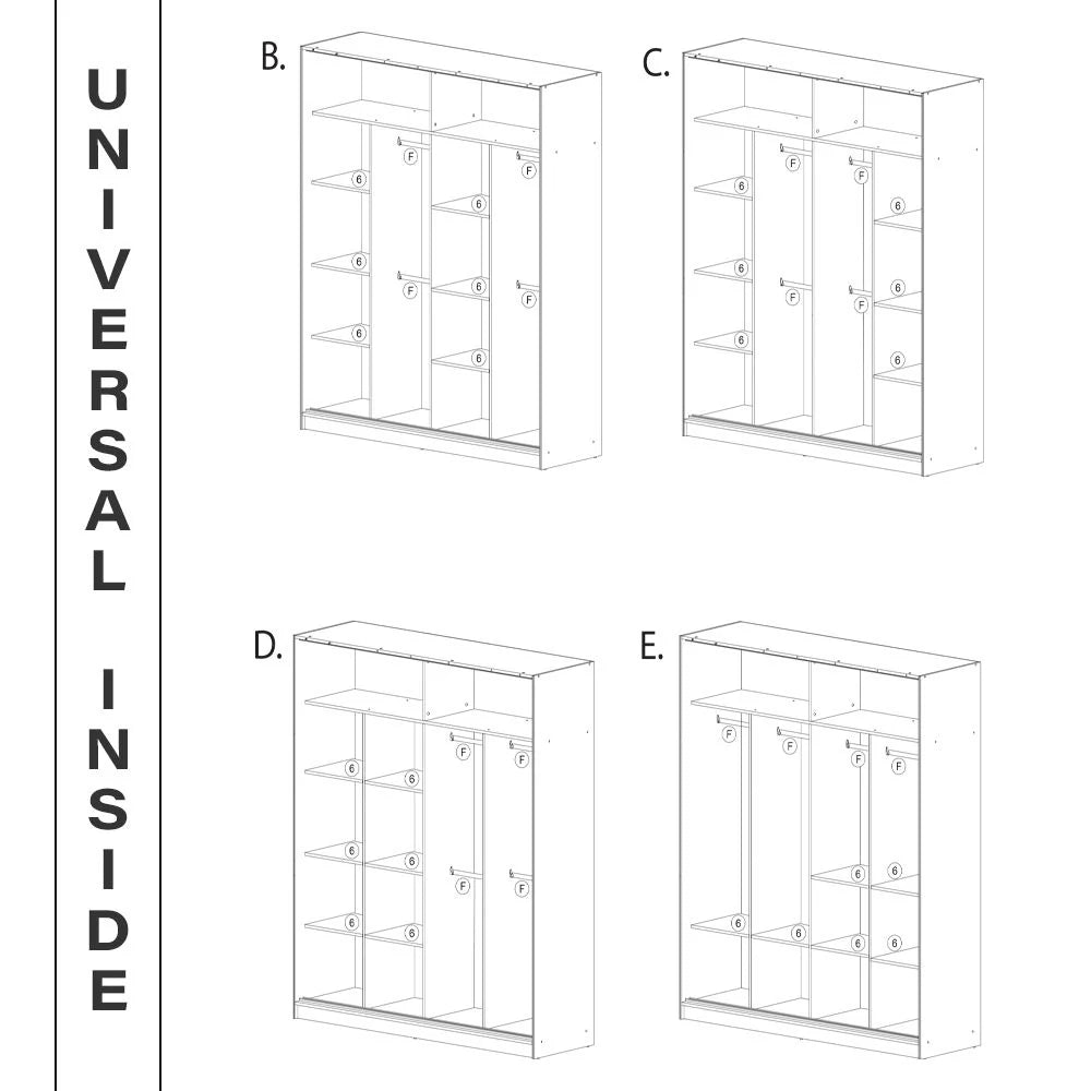 Round Mirror Sliding Door Wardrobe