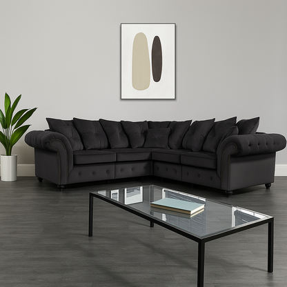 Ashwin Plush Velvet Comfortable Stylish Chesterfield Corner Sofa