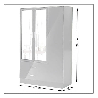 Bobby 3 Door High Gloss Wardrobe