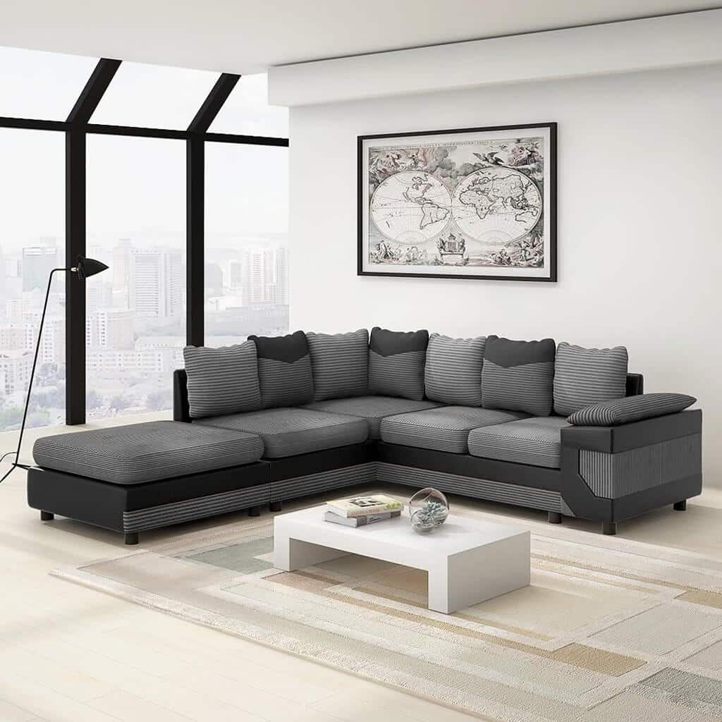 DINO Jumbo Cord 5 Seater Single Arm Left Right Hand Corner Sofa