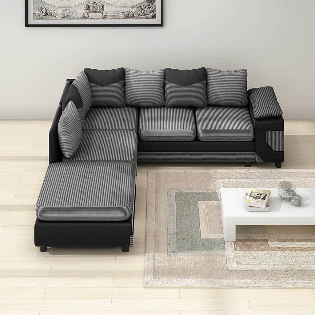 DINO Jumbo Cord 5 Seater Single Arm Left Right Hand Corner Sofa