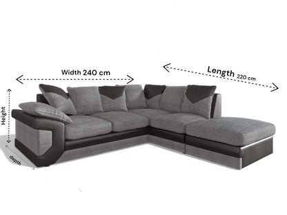 DINO Jumbo Cord 5 Seater Single Arm Left Right Hand Corner Sofa
