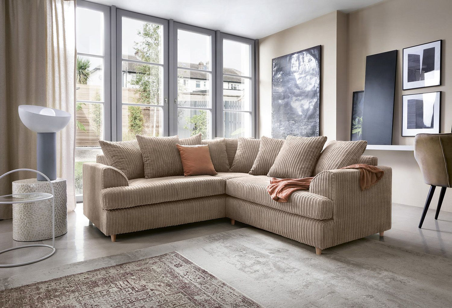 Liverpool Jumbo 5 Seater Wide Armrests With Footstool High quality Fabric Sofa