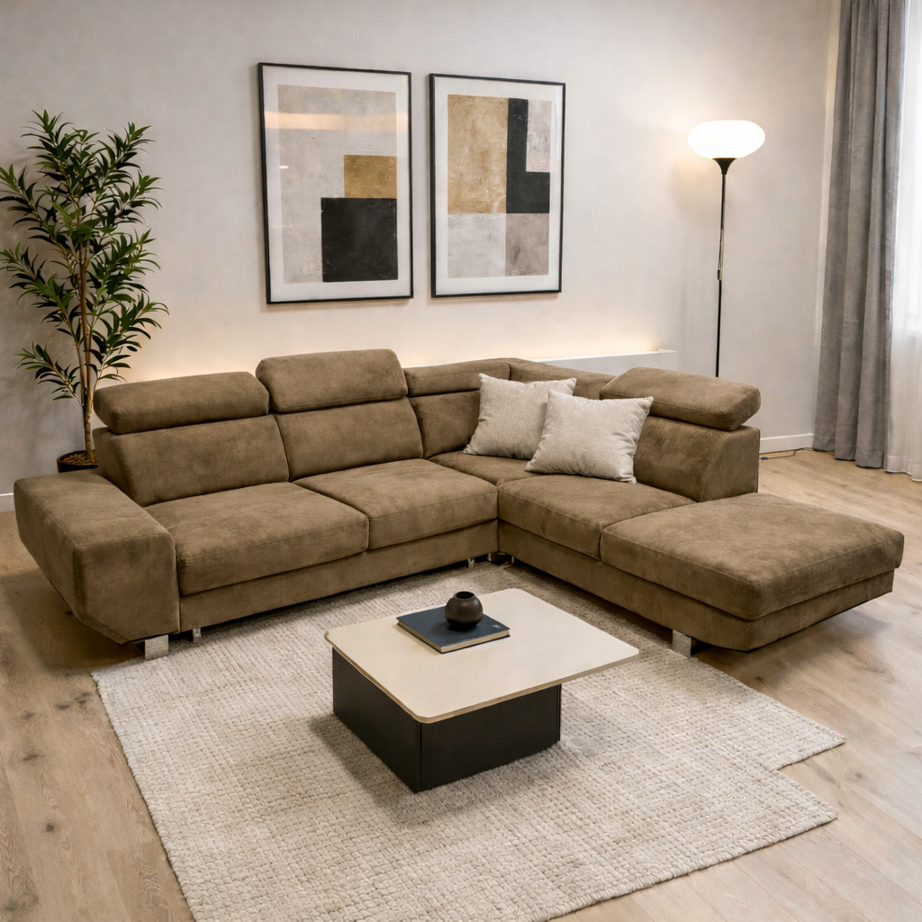 Modern L-Shape Corner Sofa Bed – Convertible Sectional Sofa