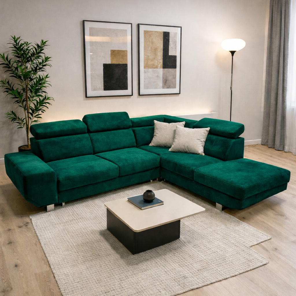 Modern L-Shape Corner Sofa Bed – Convertible Sectional Sofa