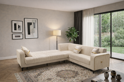 Luxury L-Shape Corner Sofa Bed – Velvet Sectional Sofa Bed