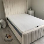 Plush Velvet Winged Bed Frame with Optional Mattress