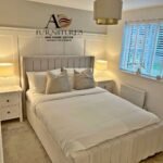 Winged Upholstered Bed Frame – Fabric or Plush Velvet