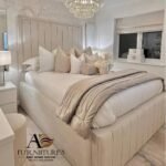 Tall Headboard Upholstered Bed Frame – Fabric or Plush Velvet