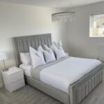 Panel Upholstered Bed Frame – Frame Only or Set with Mattress