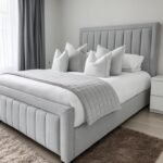 Luxury Plush Velvet Bed Frame with Tall Panel Headboard